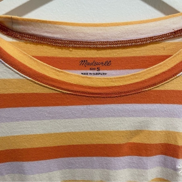 Madewell Top Daisy Embroidered Northside Vintage Tee Broadway Stripe B-1 - Picture 4 of 7